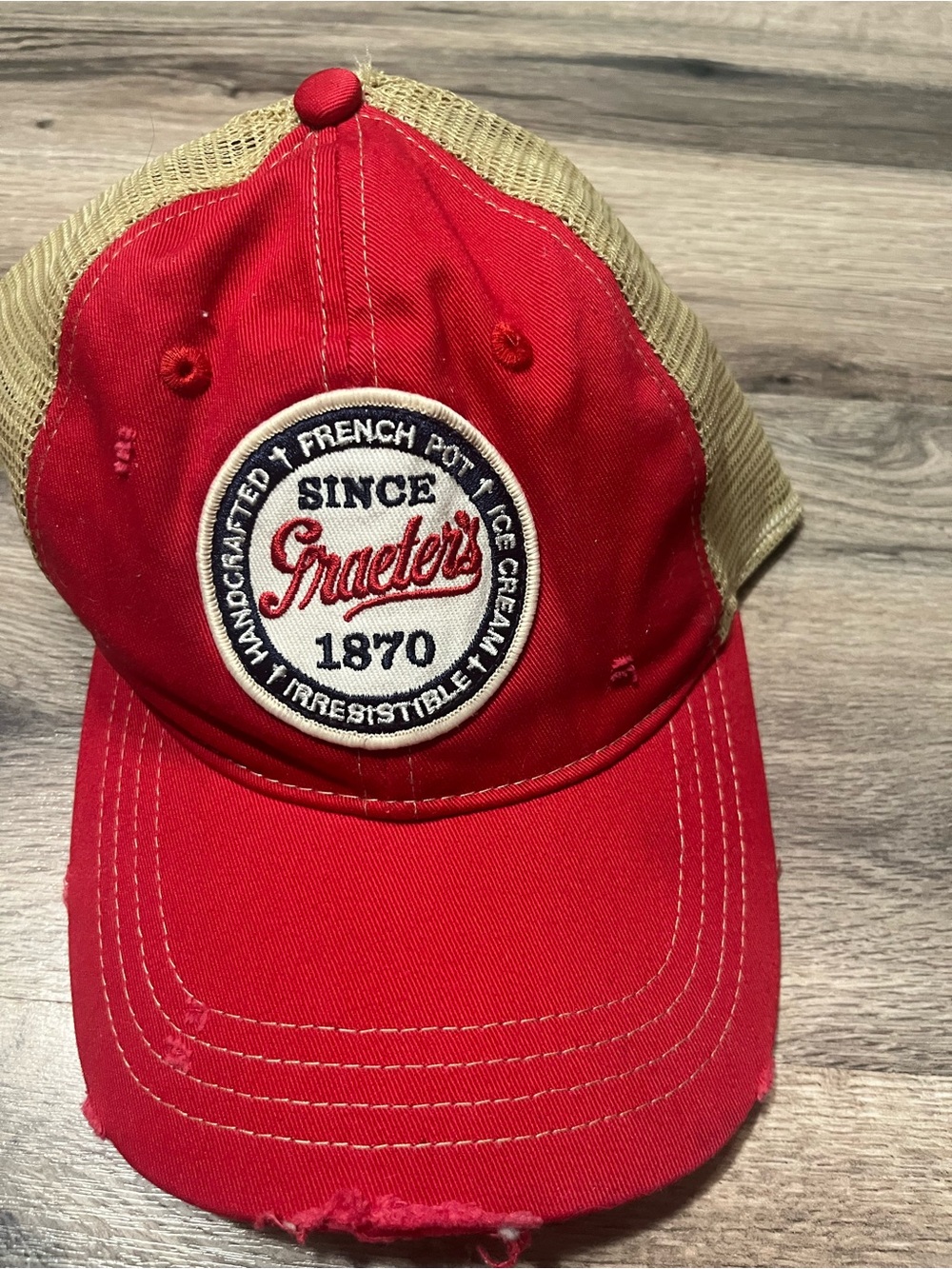 Graeter’s Red and Tan Trucker Hat -nwt